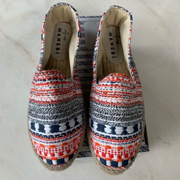 Manebi Ibiza Stripe Tweed Espadrilles Flats 10 NWT - Picture 6 of 10